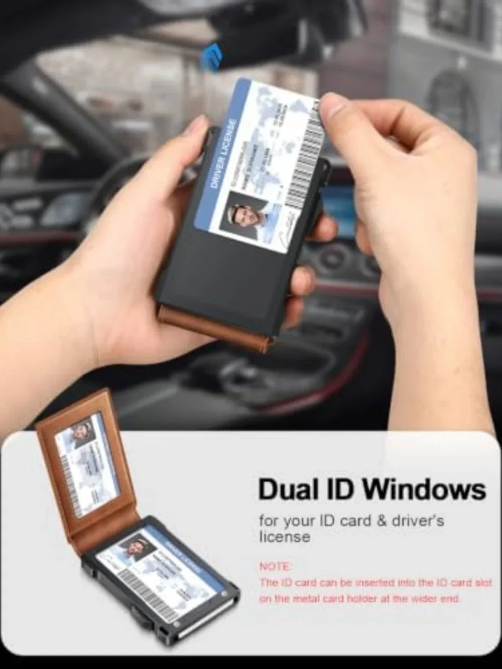 Slim RFID Wallet for Men, 2 ID Windows, Money Clip, Compact Card Holder